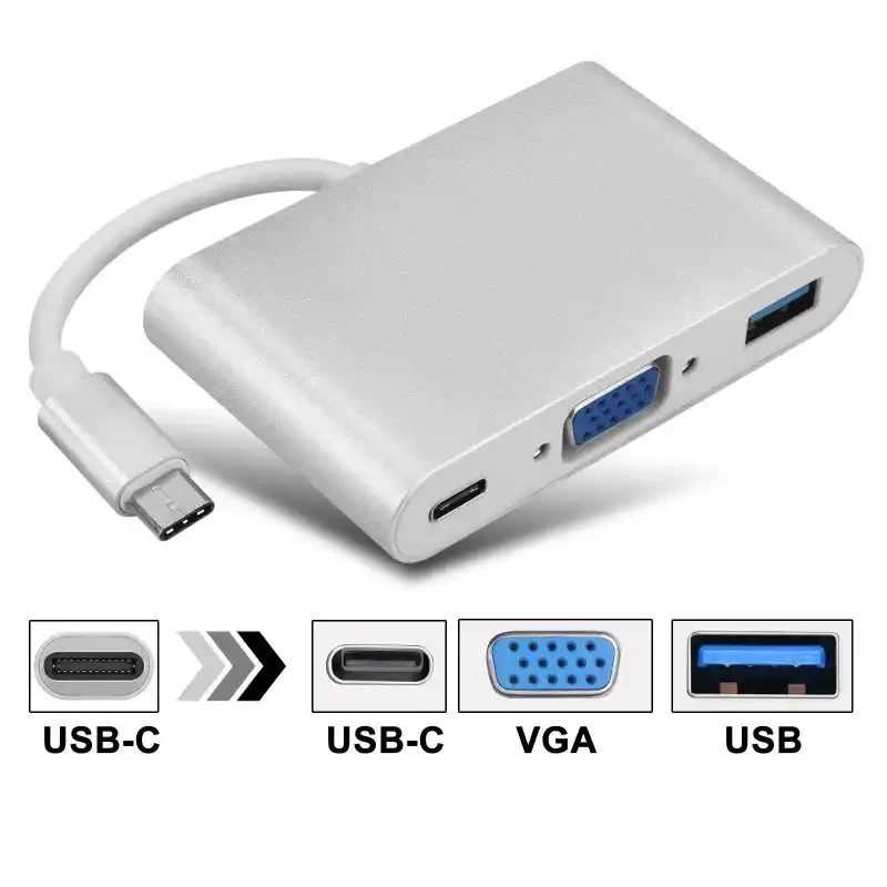 Adapter konverter USB 3.1 Tip C-USB 3.0/VGA/USB Tip C PD Kettz UVA-23 slika 1