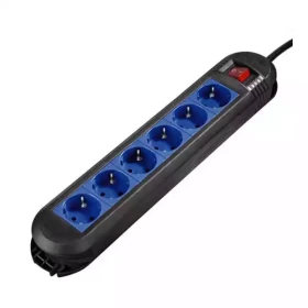 Produžni kabl Surge Hama 6 utičnica, 1.5m, crno/plavi