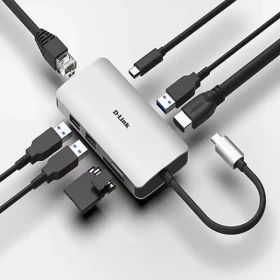 USB HUB DLink DUB-M810 USB-C HDMI 4K/USB A 3.0x3/RJ45/SD-microSD