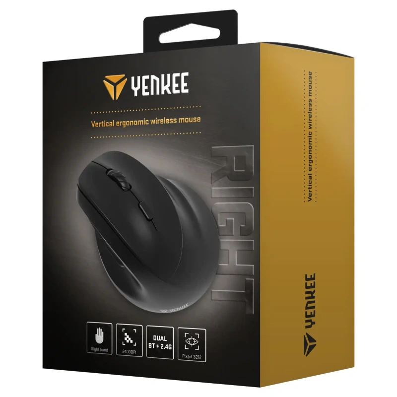 Bežični miš vertikalni ergonomski Yenkee YMS 5060R 2400dpi/ Dual mode 2.4/BT Crni slika 1