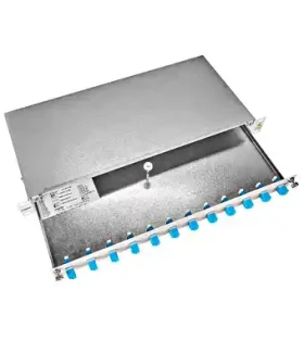 FO Splicebox 19 inča sa 4 LC singlemode duplex adapter Schrack HSELS08SLG RAL7035, PREMIUM