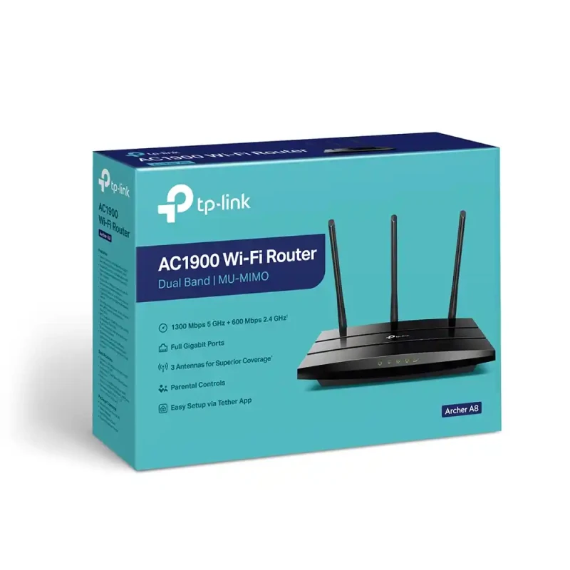 Wireless Router TP-Link Archer A8 MU-MIMO Wi-Fi 5 AC1900/3x ext antena/1WAN/4LAN slika 1
