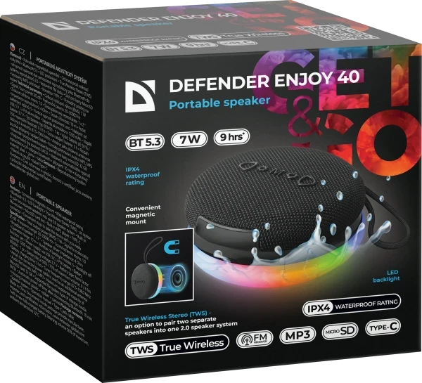 Bluetooth zvučnik Defender Enjoy 40/7W, Magnet/BT/IPX4/FM/TF/TWS slika 1