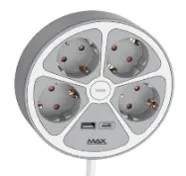 Produžni kabl sa prenaponskom zaštitom sa 4 utičnice MAX MPS-04UG-3M/3m/USB portovi slika 1
