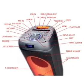 Bluetooth Karaoke zvučnik Microlab PT802W 200W TWS,Aux,USB, microSD, Mic2