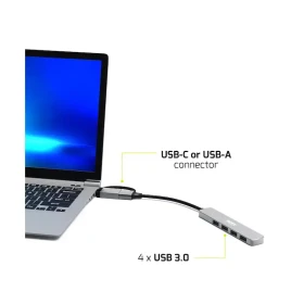 HUB Port Designs USB-C / USB-A vers 4 ports USB-A 3.0 5Gbps Slim