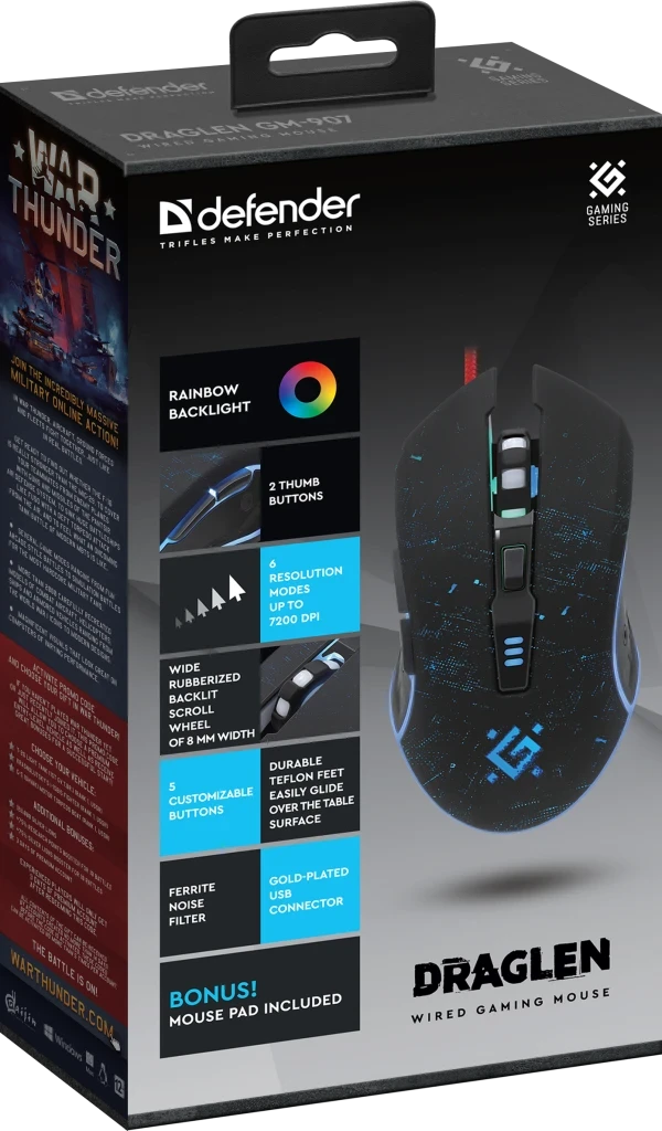 Gaming Miš Defender Draglen GM-907 7200dpi slika 1