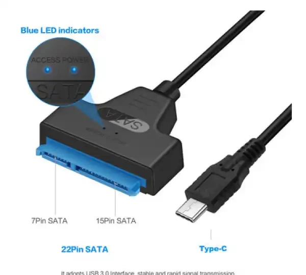 Napojni kabl USB C na Sata 22 pin NKC-K022 slika 1