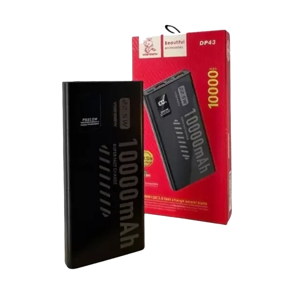 Power bank Denmen DP43 10000Mah Fast PD20W /QC3.0/ 2xTypeC/1xUSB-A Crni slika 1