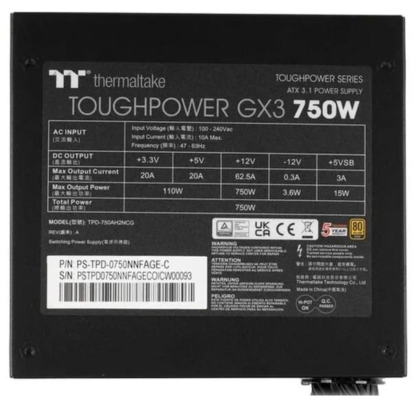Napajanje 750W ThermalTake Toughpower GX3 Gold slika 1