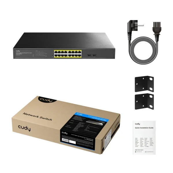 Svič 10/100/1000 16-port Cudy GS1016EPS2 Light Managed PoE+ sa 2x SFP 200W slika 1