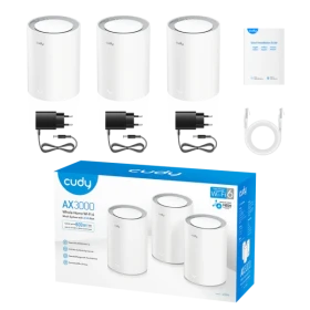 Whole Home Wi-Fi 6 Mesh System 2.5G Solution Cudy M3000 AX 3000 Dual Band(3-Pack)