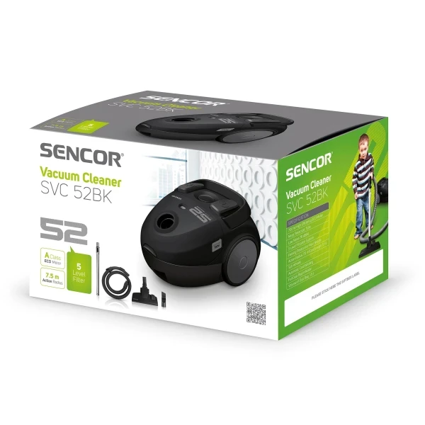 Usisivač Sencor sa kesom SVC 52BK-EUE3/zapremina 1.5L/snaga 700W/crna slika 1