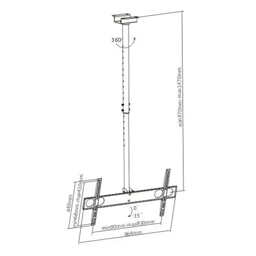 Plafonski TV nosač Kettz TVN-K1103 37-70/rotacija 360/max vesa 830x410/max 50kg slika 1