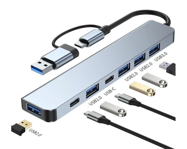 Adapter-konverter USB E-Green USB 3.0/USB 3.1 tip C(M)-USB 3.0+4 xUSB 2.0+2xtip C(7 u2) slika 1