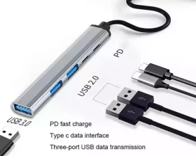 USB 3.1 tip-C na 3xHUB 3.0+TIP C+PD