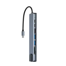 Adapter Tip C 8/1 4K HDMI/USBx2/SD/TF/USB-C/PD/Lan KT-801G Kettz