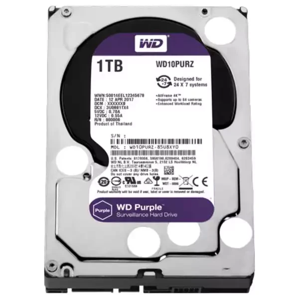 Hard disk 1TB SATA3 Western Digital Caviar 64MB WD10PURZ Purple slika 1