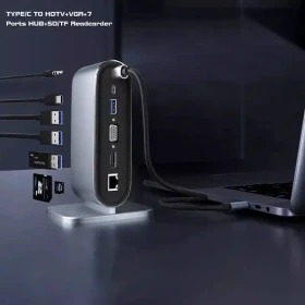 Konverter Tip C HUB 1/12 HDMI/3xUSB/VGA/AUDIO/SD/TF PD KT-HU121