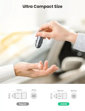 Auto punjač UGREEN CD130 24W dual USB sivi