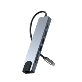 Adapter konverter TIP C 7/1 USB 3.0x2/Ethernet RJ45 /HDMI 4K 30HZ/PD/SD/TF
