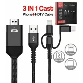 Kabl 3in1  HDMI - USB Micro/Tip C/Iphone 2K 2m Linkom