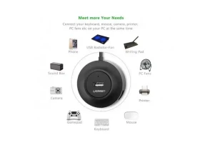 USB Hub 4 port Ugreen 2.0 CR106 crni