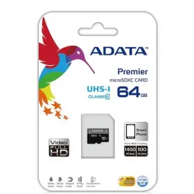 Micro SD Card 64GB AData + SD adapter AUSDX64GUICL10A1-RA1/ class 10