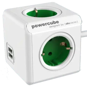 PowerCube Allocacoc (1402BL/DEEUPC) Extended 4xšuko+2USB 5V/2.1A Zeleni