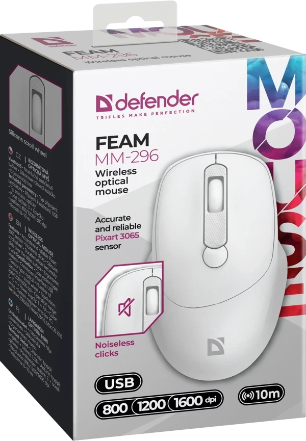 Bežični miš Defender Feam MM-296 beli slika 1