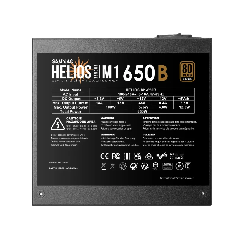 Napajanje 650W Gamdias Helios M1-650B Bronze slika 1